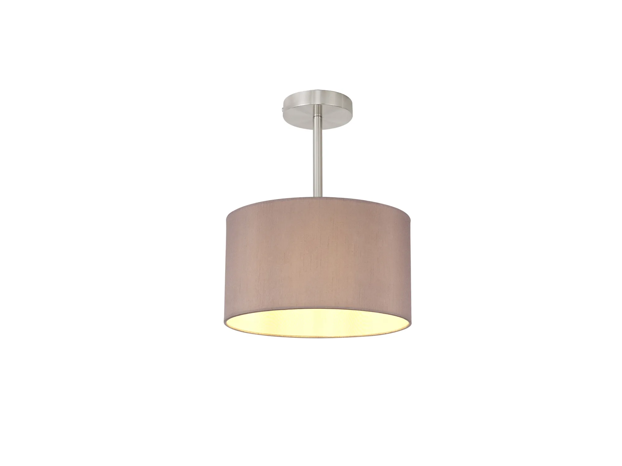 DK0241  Baymont 30cm Semi Flush 1 Light Satin Nickel, Taupe/Halo Gold